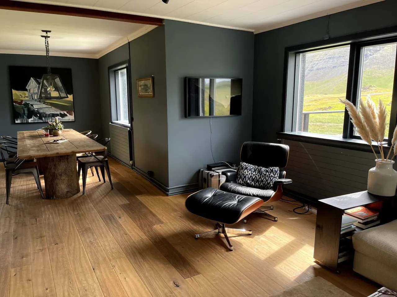 nordic country chic farm style in Iceland. Interior Design Eames Chair at the Club House