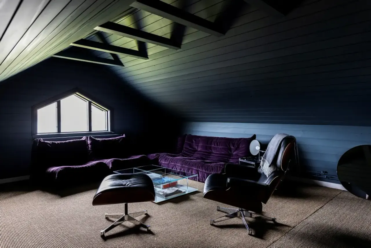 nordic farm style attic room at the Club House
