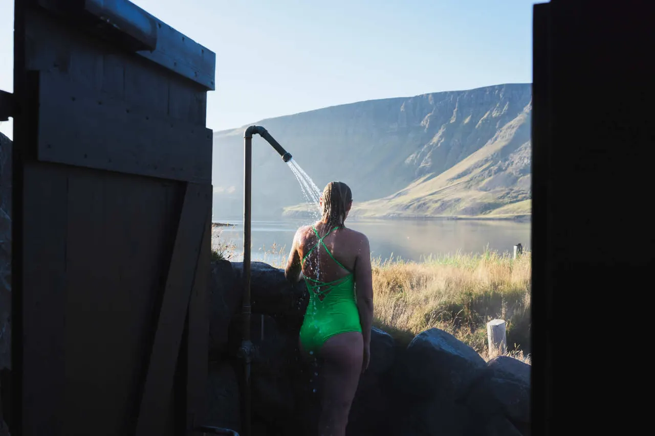 Iceland geothermal pools outdoor shower spa near lagoon