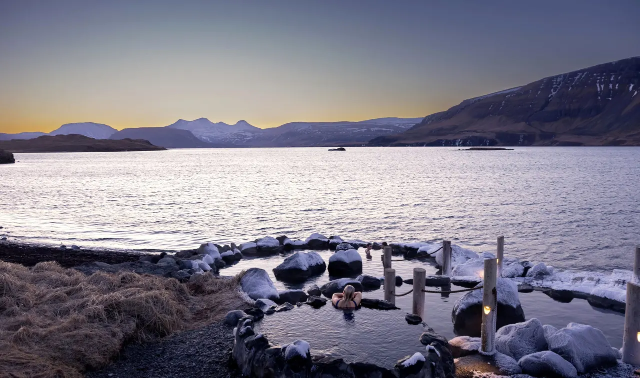 natural hot springs in iceland sunrise