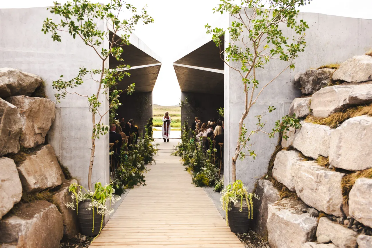 Entrance to The Temple between stone walls