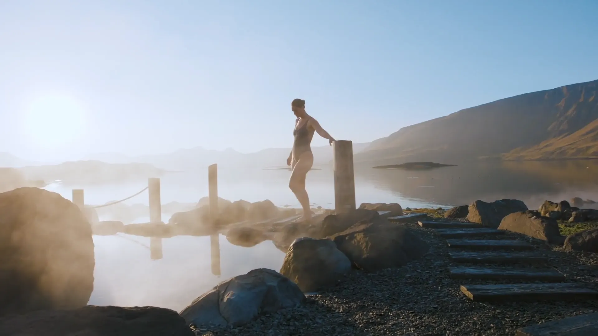Hot spring lagoon at Hvammsvík